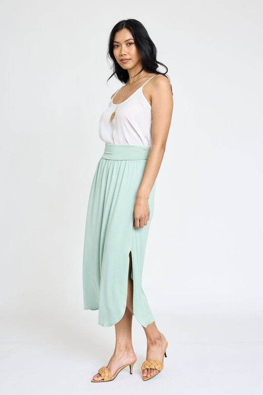 Solid Side Slit Midi Skirt - Shop Style & More | Fresh Looks, Everyday Deals & Free Shipping