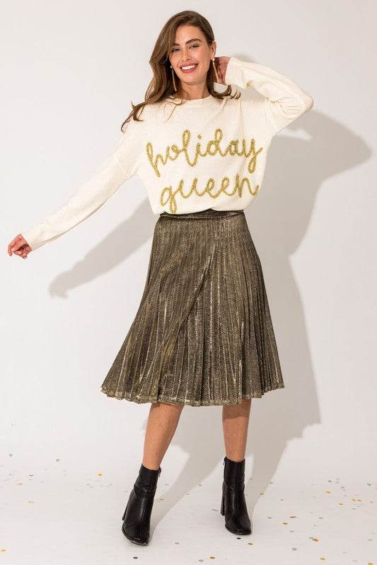 Lurex Fabric Pleated Midi Skirt - Shop Style & More | Fresh Looks, Everyday Deals & Free Shipping