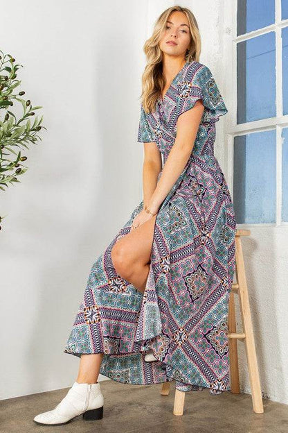 Tribal Maxi Wrap Dress with Waist Smoking - Shop Style & More | Fresh Looks, Everyday Deals & Free Shipping