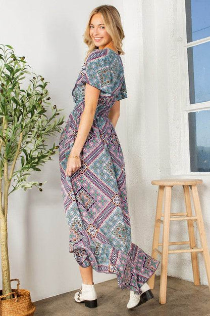Tribal Maxi Wrap Dress with Waist Smoking - Shop Style & More | Fresh Looks, Everyday Deals & Free Shipping