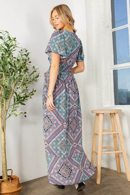 Tribal Maxi Wrap Dress with Waist Smoking - Shop Style & More | Fresh Looks, Everyday Deals & Free Shipping