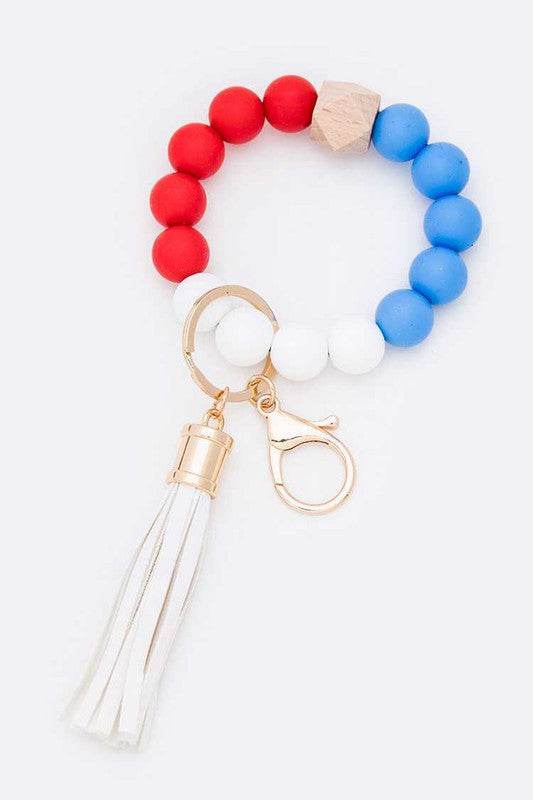 Red White Blue Large Beads Tassel Key Chain - Shop Style & More | Fresh Looks, Everyday Deals & Free Shipping