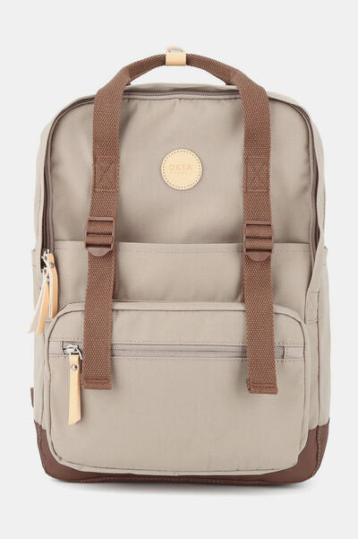 Himawari Waterproof Canvas Backpack Bag with Side Pockets Khaki One Size Bags