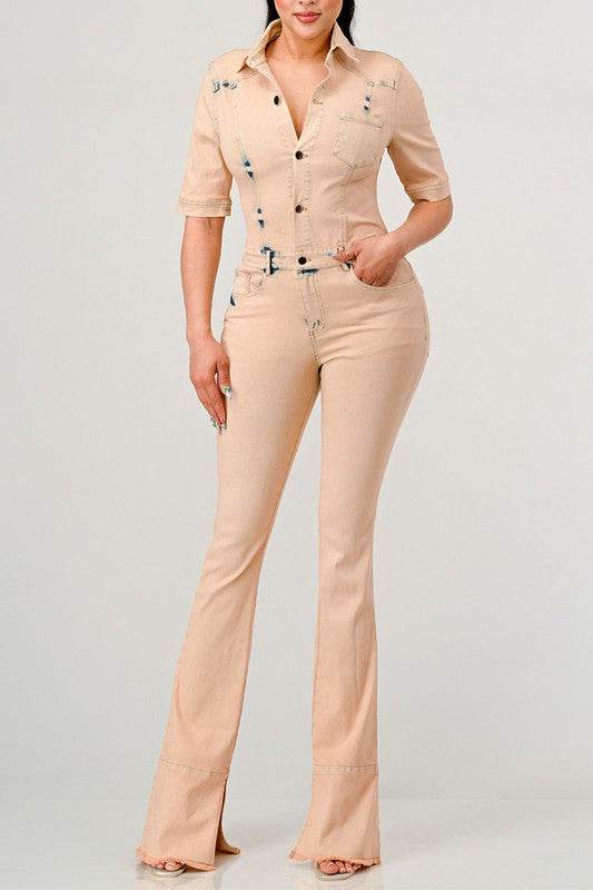 ATHINA WASHED DENIM HALF SLEEVE JUMPSUIT - Shop Style & More | Fresh Looks, Everyday Deals & Free Shipping