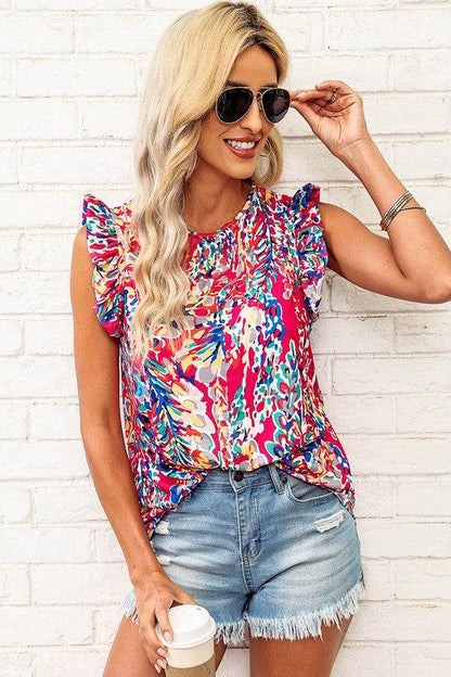 Summer Women Floral Print Tank Top with Ruffles - Shop Style & More | Fresh Looks, Everyday Deals & Free Shipping