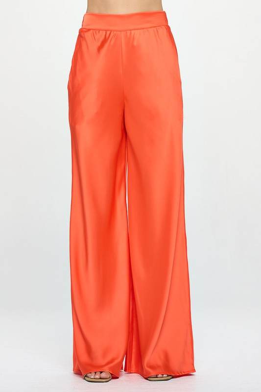 Stretch Satin Pants w/ Elastic Waist and Pockets - Shop Style & More | Fresh Looks, Everyday Deals & Free Shipping