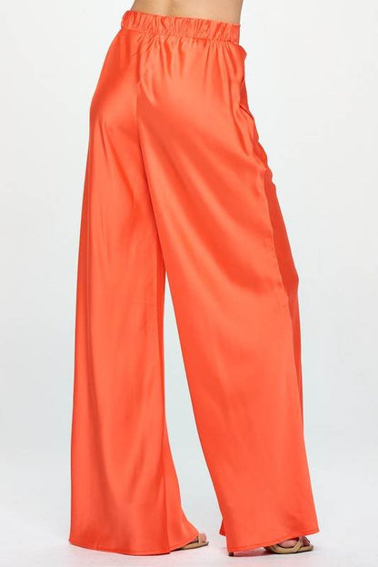 Stretch Satin Pants w/ Elastic Waist and Pockets - Shop Style & More | Fresh Looks, Everyday Deals & Free Shipping