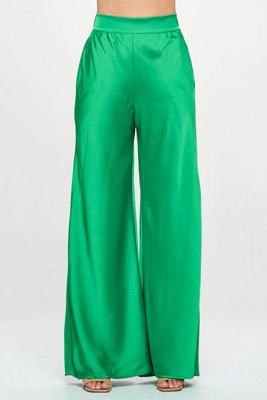 Stretch Satin Pants w/ Elastic Waist and Pockets - Shop Style & More | Fresh Looks, Everyday Deals & Free Shipping