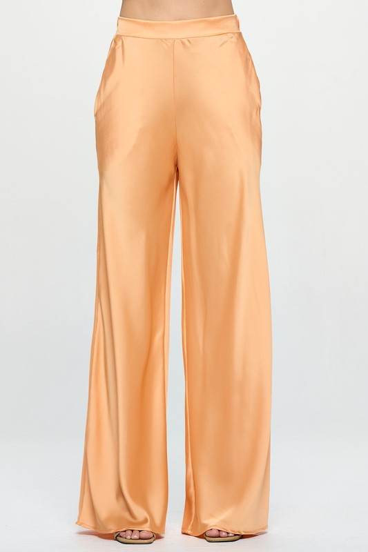 Stretch Satin Pants w/ Elastic Waist and Pockets - Shop Style & More | Fresh Looks, Everyday Deals & Free Shipping
