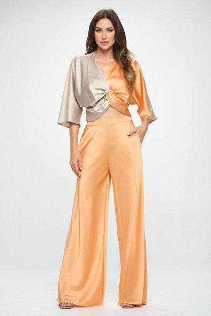Stretch Satin Pants w/ Elastic Waist and Pockets - Shop Style & More | Fresh Looks, Everyday Deals & Free Shipping