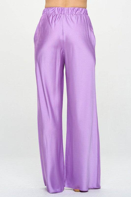 Stretch Satin Pants w/ Elastic Waist and Pockets - Shop Style & More | Fresh Looks, Everyday Deals & Free Shipping
