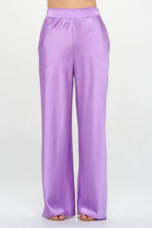 Stretch Satin Pants w/ Elastic Waist and Pockets - Shop Style & More | Fresh Looks, Everyday Deals & Free Shipping