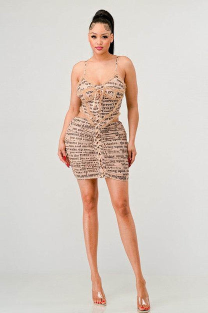 ATHINA NEWSLETTER PRINT SEXY MINI DRESS - Shop Style & More | Fresh Looks, Everyday Deals & Free Shipping