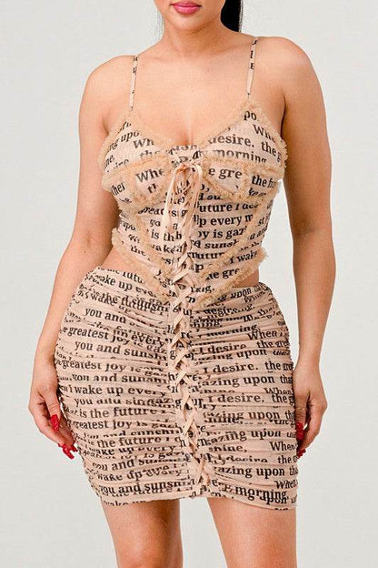 ATHINA NEWSLETTER PRINT SEXY MINI DRESS - Shop Style & More | Fresh Looks, Everyday Deals & Free Shipping