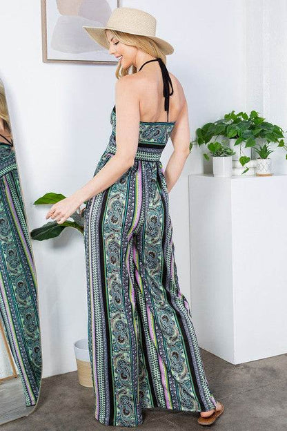 Cut Out Wide Leg Halter Jumpsuit with Pockets - Shop Style & More | Fresh Looks, Everyday Deals & Free Shipping