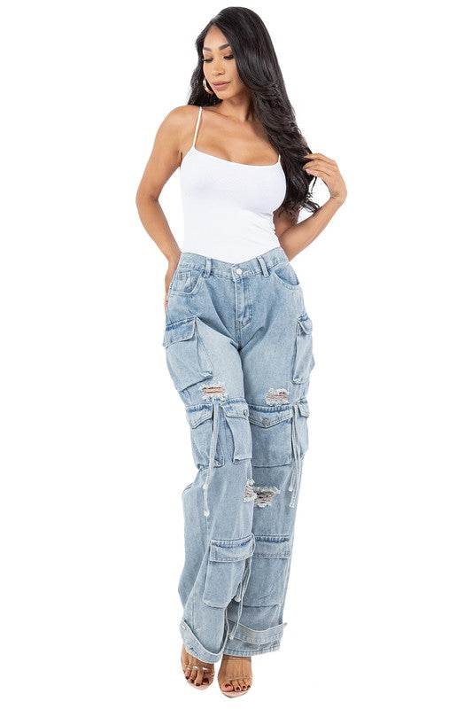 WOMEN CARGO STYLE DENIM PANTS - Shop Style & More | Fresh Looks, Everyday Deals & Free Shipping