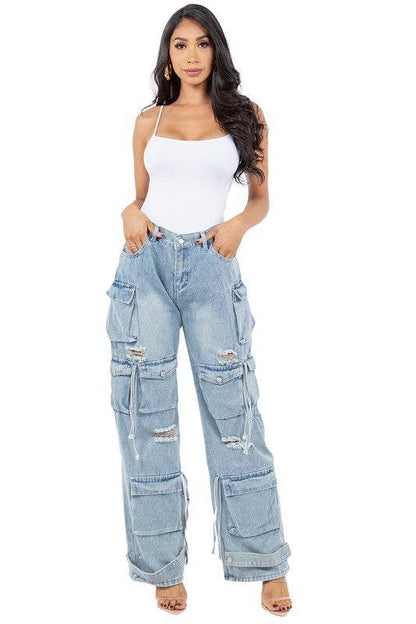 WOMEN CARGO STYLE DENIM PANTS - Shop Style & More | Fresh Looks, Everyday Deals & Free Shipping