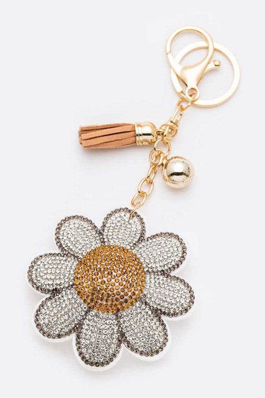 Rhinestone Daisy Pillow Key Chain - Shop Style & More | Fresh Looks, Everyday Deals & Free Shipping