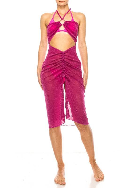 ONE PIECE HALTER NECKLINE SHIMMER ORGANZA RUCHED C - Shop Style & More | Fresh Looks, Everyday Deals & Free Shipping