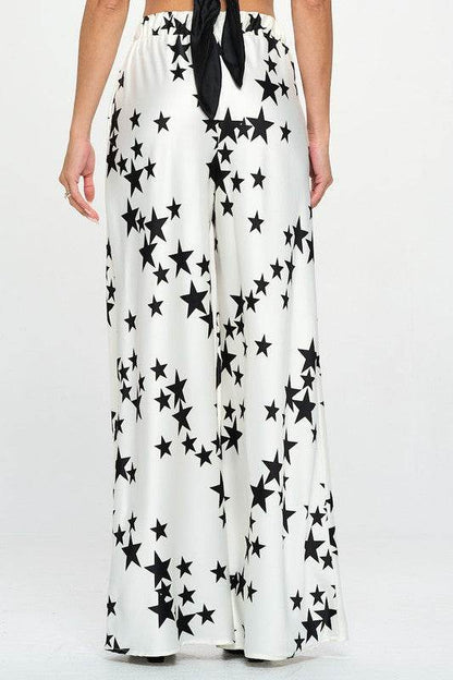 Silky Satin Star Print Pants with Side Pocket - Shop Style & More | Fresh Looks, Everyday Deals & Free Shipping