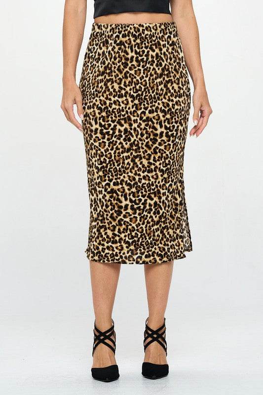 Made in USA Leopard Print Plisse Midi Skirt - Shop Style & More | Fresh Looks, Everyday Deals & Free Shipping