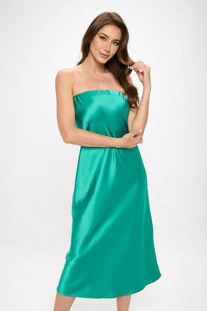 Made in USA Silky Satin Tube Draped Dress - Shop Style & More | Fresh Looks, Everyday Deals & Free Shipping