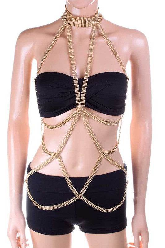 Rhinestone Mesh Iconic Cutout Body Chain - Shop Style & More | Fresh Looks, Everyday Deals & Free Shipping