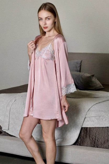 4 pieces Pink with lace High-End Silk pajama sets - Shop Style & More | Fresh Looks, Everyday Deals & Free Shipping