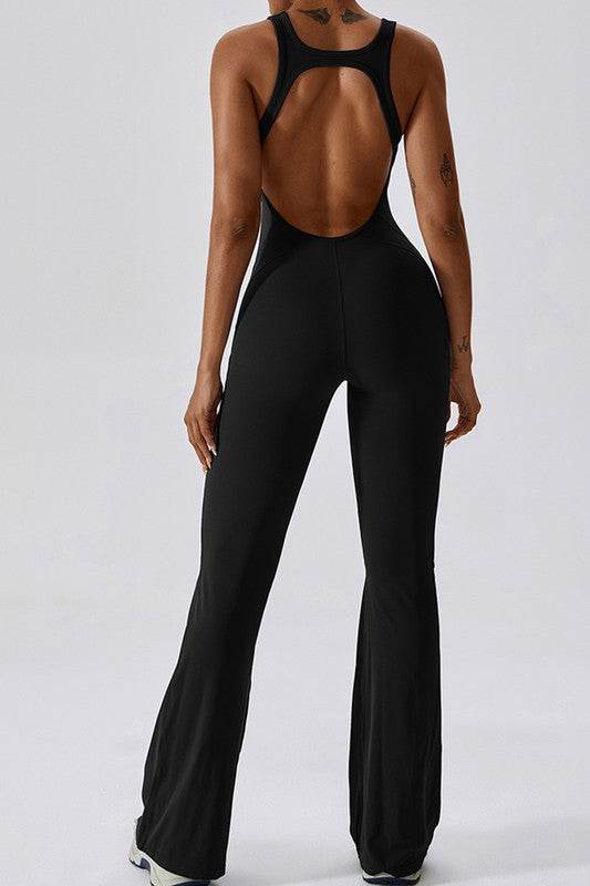 Solid flared trousers cutout back jumpsuit - Shop Style & More | Fresh Looks, Everyday Deals & Free Shipping