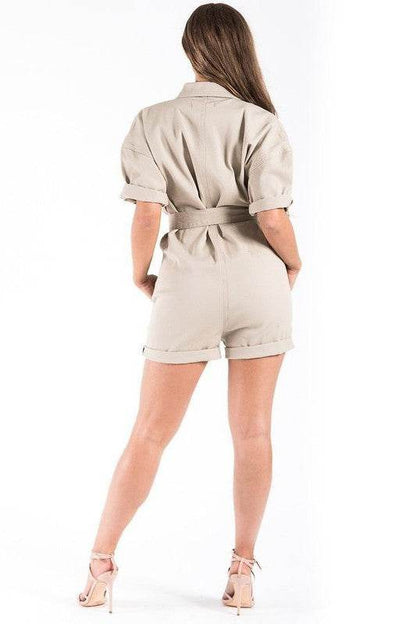 Vintage Denim Romper in Khaki - Shop Style & More | Fresh Looks, Everyday Deals & Free Shipping