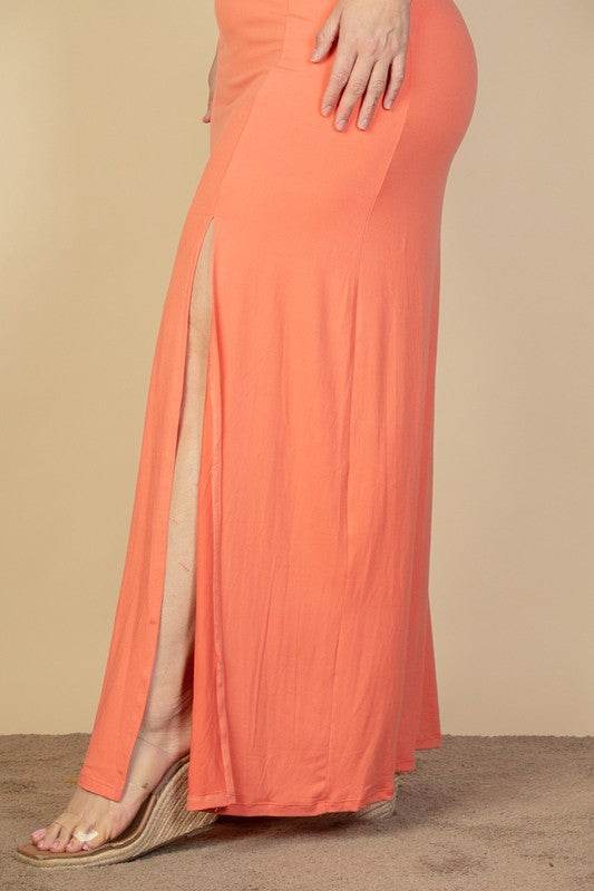 Plus Size Plunge Neck Thigh Split Maxi Dress - Shop Style & More | Fresh Looks, Everyday Deals & Free Shipping