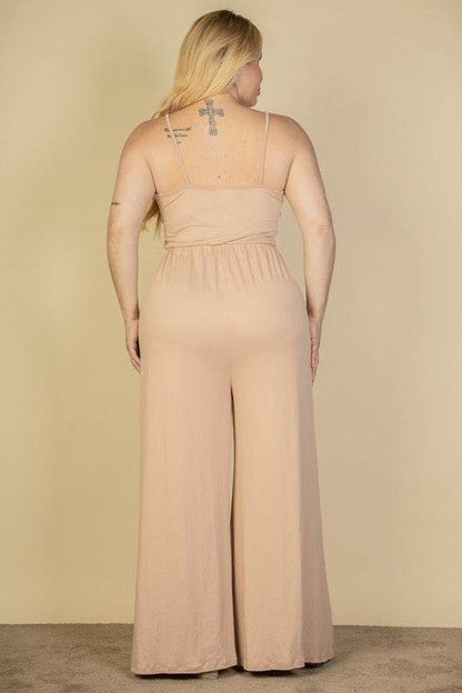 Plus Size Button Front Wide Leg Jumpsuit - Shop Style & More | Fresh Looks, Everyday Deals & Free Shipping