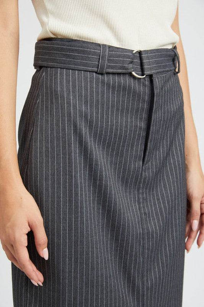PINSTRIPE MIDI SKIRT WITH SLIT - Shop Style & More | Fresh Looks, Everyday Deals & Free Shipping