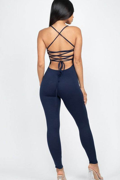 Criss-Cross Open Back Bodycon Jumpsuit - Shop Style & More | Fresh Looks, Everyday Deals & Free Shipping