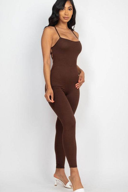 Criss-Cross Open Back Bodycon Jumpsuit - Shop Style & More | Fresh Looks, Everyday Deals & Free Shipping
