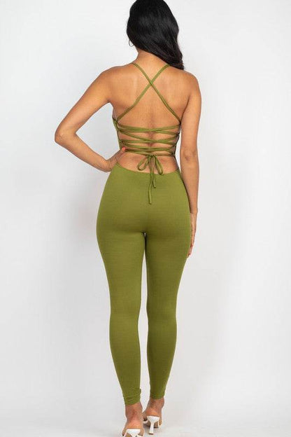 Criss-Cross Open Back Bodycon Jumpsuit - Shop Style & More | Fresh Looks, Everyday Deals & Free Shipping