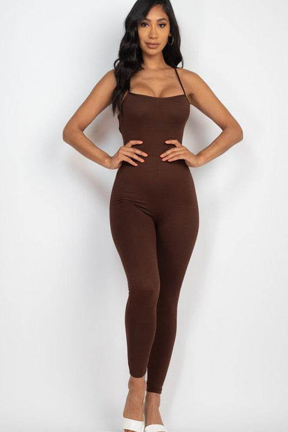 Criss-Cross Open Back Bodycon Jumpsuit - Shop Style & More | Fresh Looks, Everyday Deals & Free Shipping
