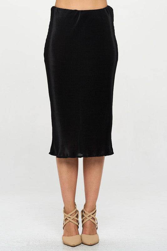 Plisse Midi Skirt with Slit and Elastic Waistband - Shop Style & More | Fresh Looks, Everyday Deals & Free Shipping