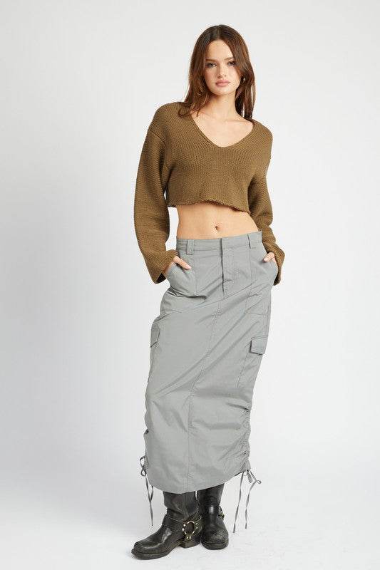 RUCHED MIDI CARGO SKIRT - Shop Style & More | Fresh Looks, Everyday Deals & Free Shipping