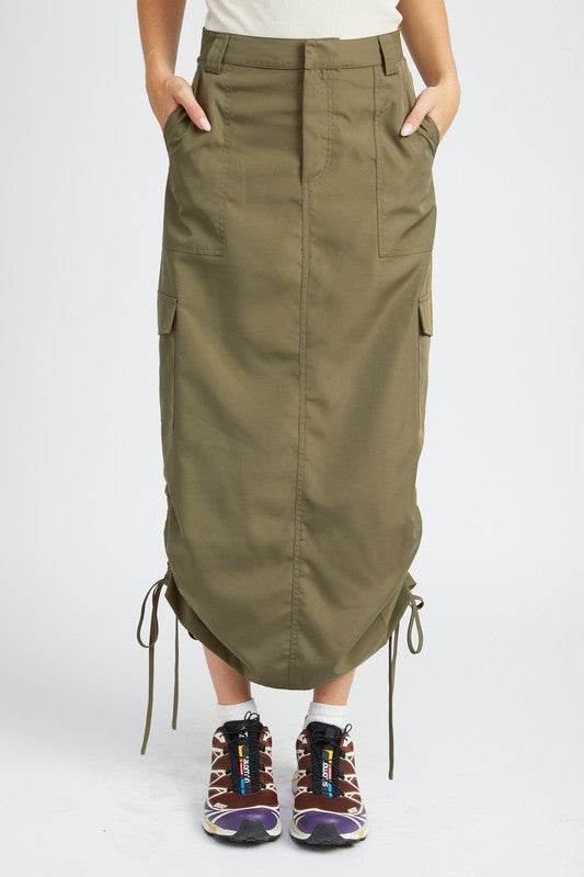 RUCHED MIDI CARGO SKIRT - Shop Style & More | Fresh Looks, Everyday Deals & Free Shipping