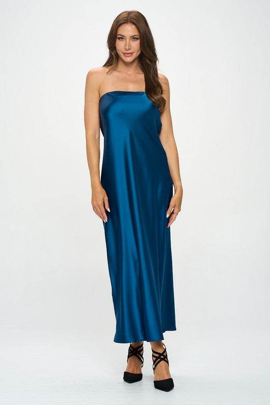 Made in USA Silky Satin Tube Draped Dress - Shop Style & More | Fresh Looks, Everyday Deals & Free Shipping