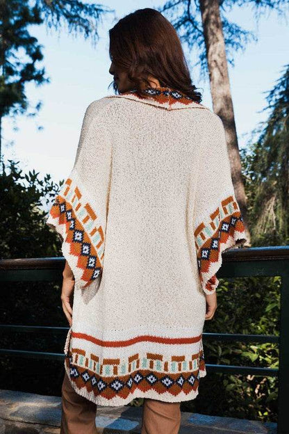 Kachina Patterned Knitted Cardigan Style Ruana - Shop Style & More | Fresh Looks, Everyday Deals & Free Shipping