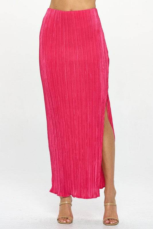 Made in USA Plisse Maxi Skirt with Slit - Shop Style & More | Fresh Looks, Everyday Deals & Free Shipping