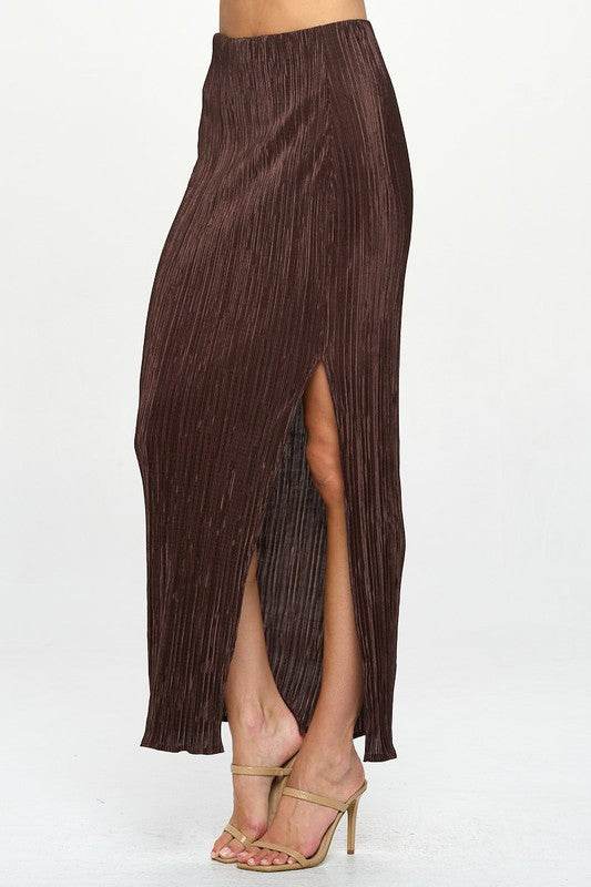 Made in USA Plisse Maxi Skirt with Slit - Shop Style & More | Fresh Looks, Everyday Deals & Free Shipping