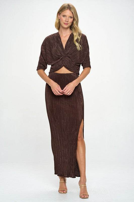 Made in USA Plisse Maxi Skirt with Slit - Shop Style & More | Fresh Looks, Everyday Deals & Free Shipping