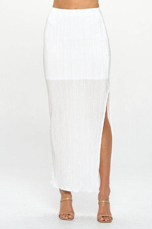 Made in USA Plisse Maxi Skirt with Slit - Shop Style & More | Fresh Looks, Everyday Deals & Free Shipping