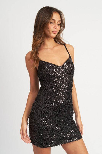 SPAGHETTI STRAP SEQUIN MINI DRESS - Shop Style & More | Fresh Looks, Everyday Deals & Free Shipping