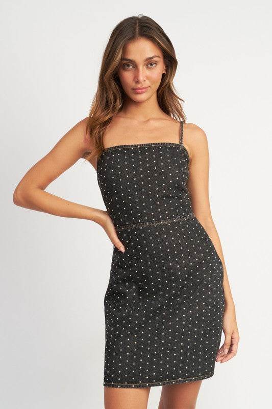 CINCHED WAIST RHINESTONE MINI DRESS - Shop Style & More | Fresh Looks, Everyday Deals & Free Shipping