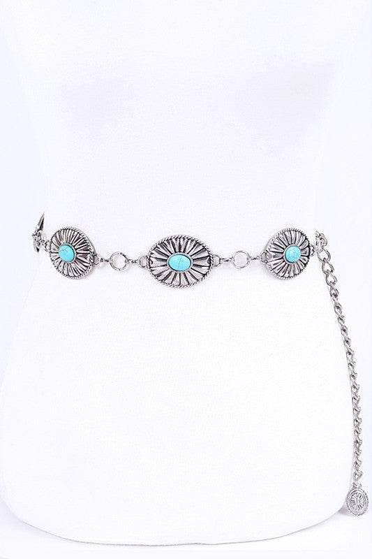 Turquoise Western Concho Chain Belt - Shop Style & More | Fresh Looks, Everyday Deals & Free Shipping