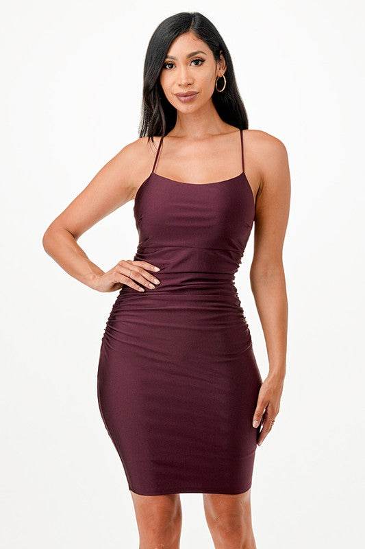 Back lace up short dress with waist shirring - Shop Style & More | Fresh Looks, Everyday Deals & Free Shipping